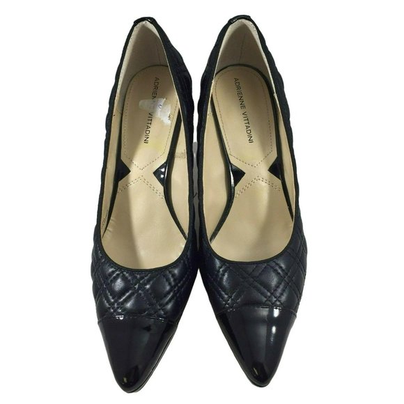 Adrienne Vittadini Jantine High Heel Shoes Womens 9 M Black Quilted Fine Leather - Picture 5 of 12